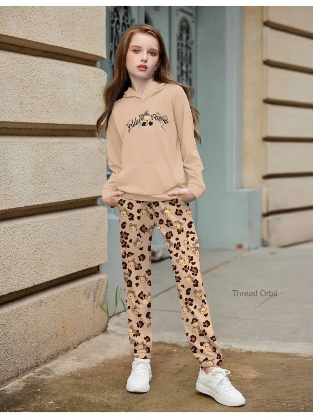 2-Piece Girls Tie-Dye Sweatsuit Hoodie & Sweatpants Set